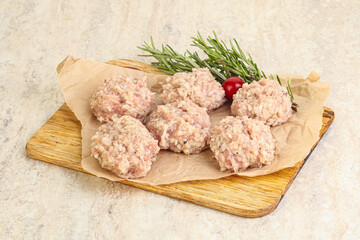 Traditional homemade raw pork meatballs