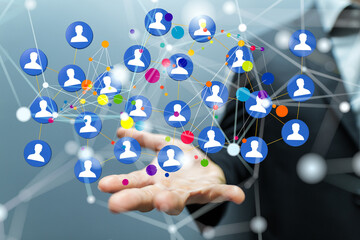 Abstract network of physical devices on the Internet using a network connection with statistics numbers 3d illustration