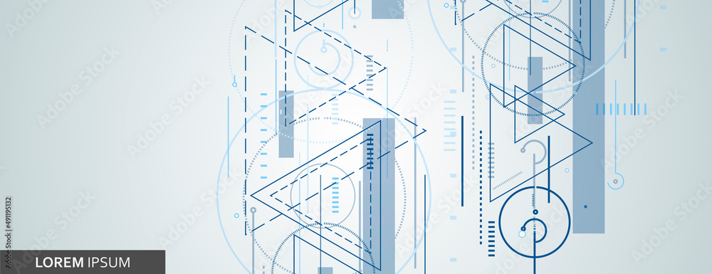 Aufkleber Connect triangle cover design. Dotted lines and circles polygonal triangles illustration. Vector background