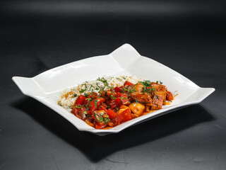Chicken with vegetables and rice