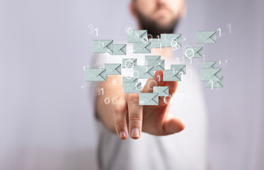 express envelope and parcel abstract technology background. Business quantum internet network communication and high speed parcel