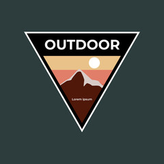 Mountain outdoor badge logo emblem vector illustration design