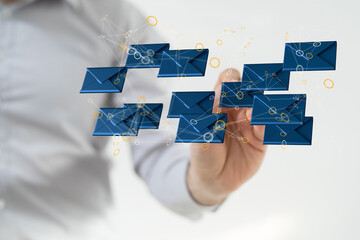express envelope and parcel abstract technology background. Business quantum internet network...