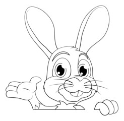 Easter Bunny Rabbit Cartoon Character Peeking Sign