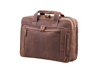 Leather bag for documents in brown color isolated on white background