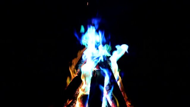 bonfire burning in the darkness