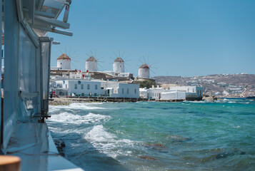 Sightings of Mykonos Island in Greece are of vivid whitewashed houses waterfront bar and restaurant area known as Little Venice