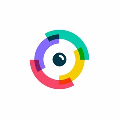 eye eyes logo vector icon illustration overlapping colour style