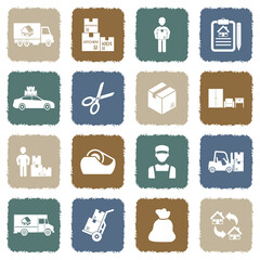 Moving Icons. Grunge Color Flat Design. Vector Illustration.