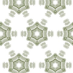 Fototapeta na wymiar Christmas decorative pattern of green snowflakes