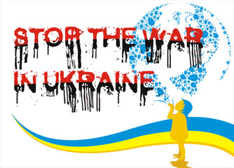 Peace poster. Stop the war in Ukraine. Vector illustration 
