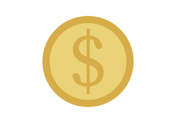 Icono de moneda de dolar en fondo blanco.