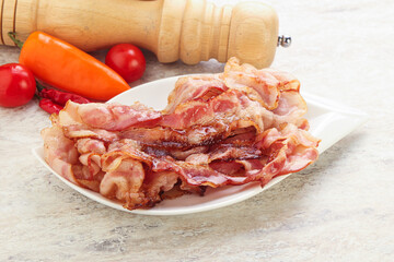 Fried bacon snack for breakfast