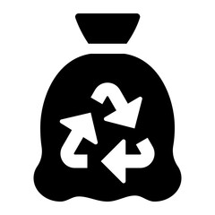 Garbage Bag Recycle Glyph Icon Vector