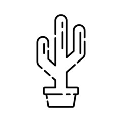 cactus icon vector logo neon symbol desert flower botanica plant garden summer illustration doodle