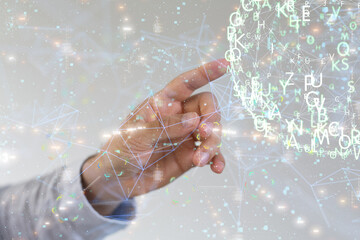 abstract lines with dots over dark background.