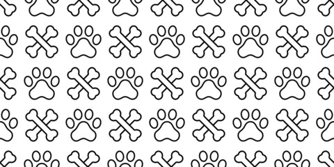 dog paw seamless pattern crossbones cat footprint french bulldog vector puppy kitten pet breed cartoon doodle isolated repeat wallpaper tile background illustration design clip art