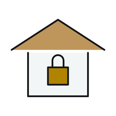 house and lock icon for website, promotion, social media