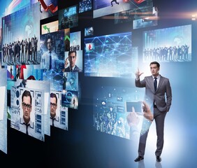 The concept of streaming video with businessman