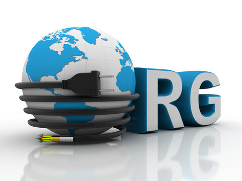 

3d illustration Internet domain org connected mobile charging cable
