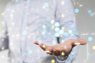 Connecting lines and dots.Big data visualization