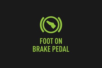 Green icon and Foot On Brake Pedal text 