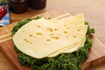 Sliced maasdam cheese for breakfast