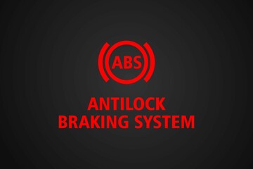 Red ABS warning message on a black background