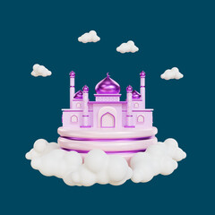 Naklejka premium 3d rendering islamic ramadan mosque illustration