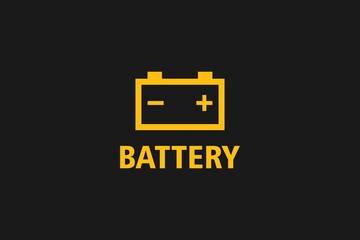 Amber battery icon and text on a dark background