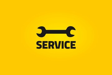 Automotive service message on a yellow background