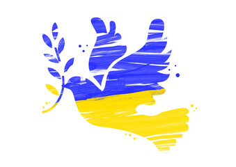 Peace dove of Ukrainian colors - symbol for peace and hope