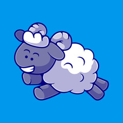 cute sheep illustration suitable for mascot sticker and t-shirt design