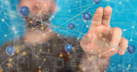 Global network. Blockchain. 3D illustration. Neural networks and artificial intelligence. Abstract