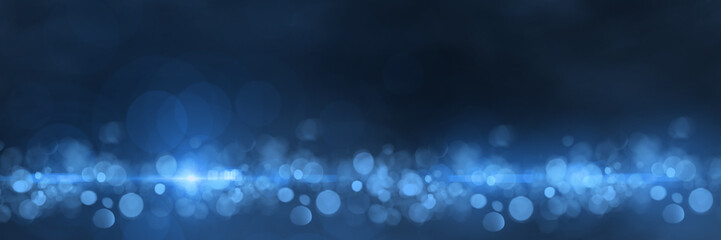 Breiter Hintergrund mit funkelnden Lichtreflexen in dunkelblau