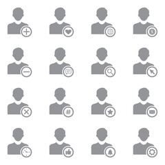 User Experience Icons. Gray Flat Design. Vector Illustration.