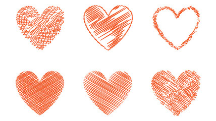 Heart contour vector. Orange hand drawn love icon isolated. Paint brush stroke heart icon. Hand drawn vector for love logo, heart symbol, doodle icon and Valentine's day. Painted grunge vector set