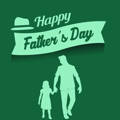 Silhouette of walking father with daughter from back. Illustration graphics icon vector

