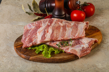 Raw pork ribs for cooking