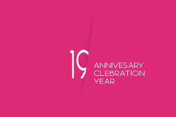 19 year anniversary anniversary celebration year, 19 year anniversary. birthday invitation on red background with white numbers