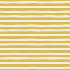 Keuken foto achterwand Geometrische vormen Geel wit onregelmatige horizontale verticale strepen vector naadloze patroon. Gestreepte geometrische abstracte achtergrond. Oppervlakteontwerp met parallelle lijnen voor kinderkamer in Scandinavische stijl.