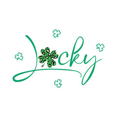 Lucky St. Patrick day green greeting with clover leaves decor. Happy Saint Patricks day clipart