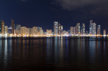 Fototapeta na wymiar Sharjah Corniche Nightscape
