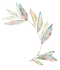 Abstract watercolor floral element, digital illustration