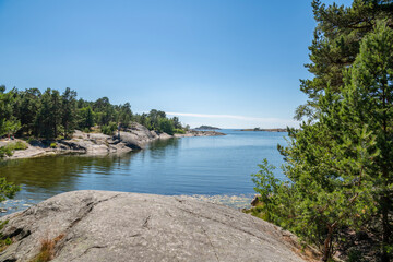 The rocky view of Porkkalanniemi, rocks, stones and Gulf of Finland, Kirkkonummi, Finland