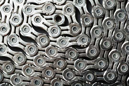 Bicycle chain as a close-up texture of torque transmission links