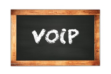 VOIP text written on wooden frame school blackboard.