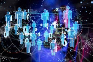 Abstract technology group and data 3d