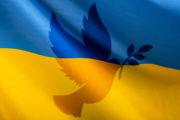 Fototapeta na wymiar Dove in the colors of the ukrainian flag, war with Russia, peace for Ukraine