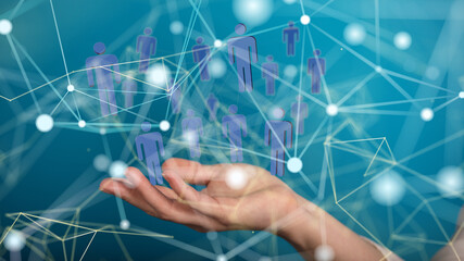 Global network. Blockchain. 3D illustration. Neural networks and artificial intelligence. Abstract